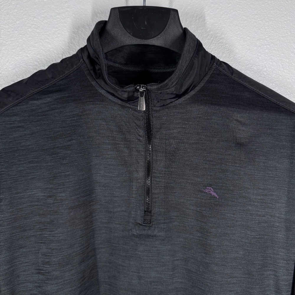 Tommy Bahama IslandZone Mens Large Gray Heather Quarter Zip Pullover Jacket - Picture 2 of 8